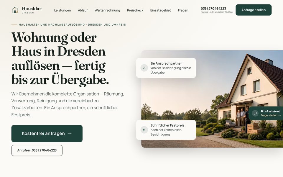 Startseite von Hausklar Dresden