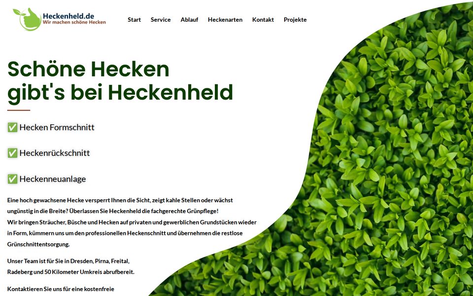 Startseite von Heckenheld